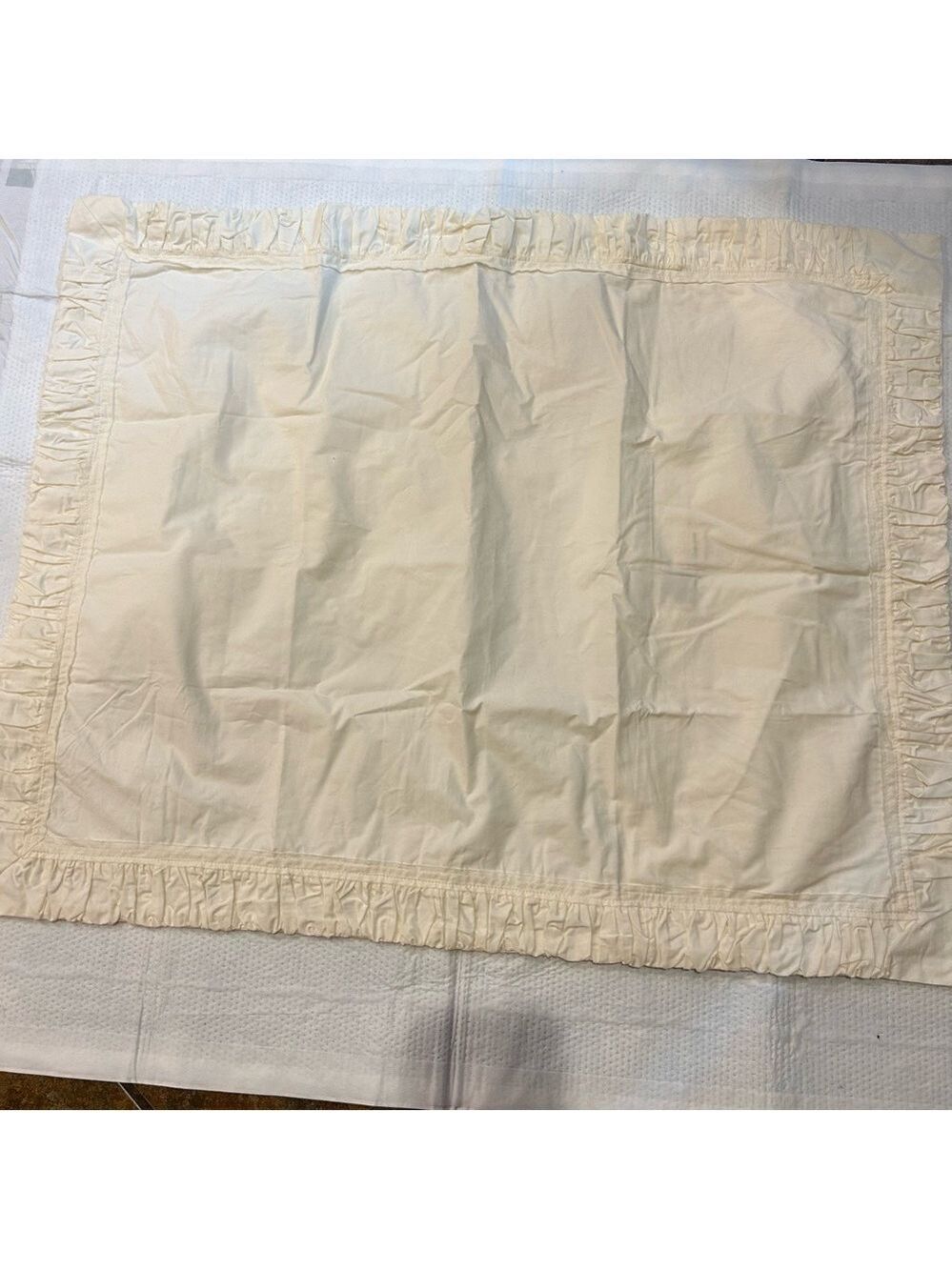 Anthropologie Pillow Shams Standard Cotton Yellow Fringe Ruffle Pair 100% Cotton